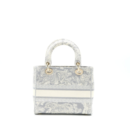 Dior Lady Purse D Lite Purse Light Grey Medium Travel Bag