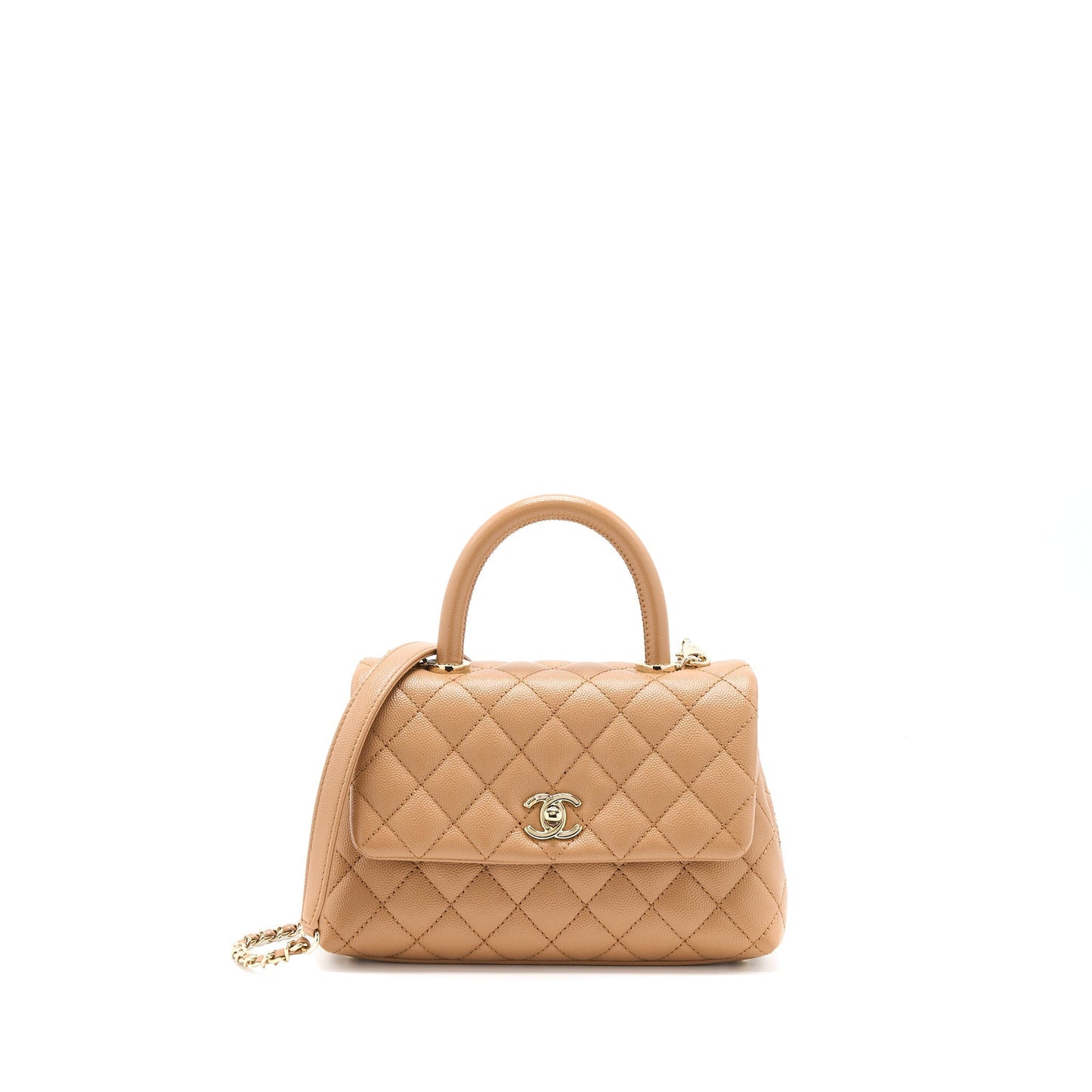 Chanel Coco Handle Caviar GHW Brown Small Handbag