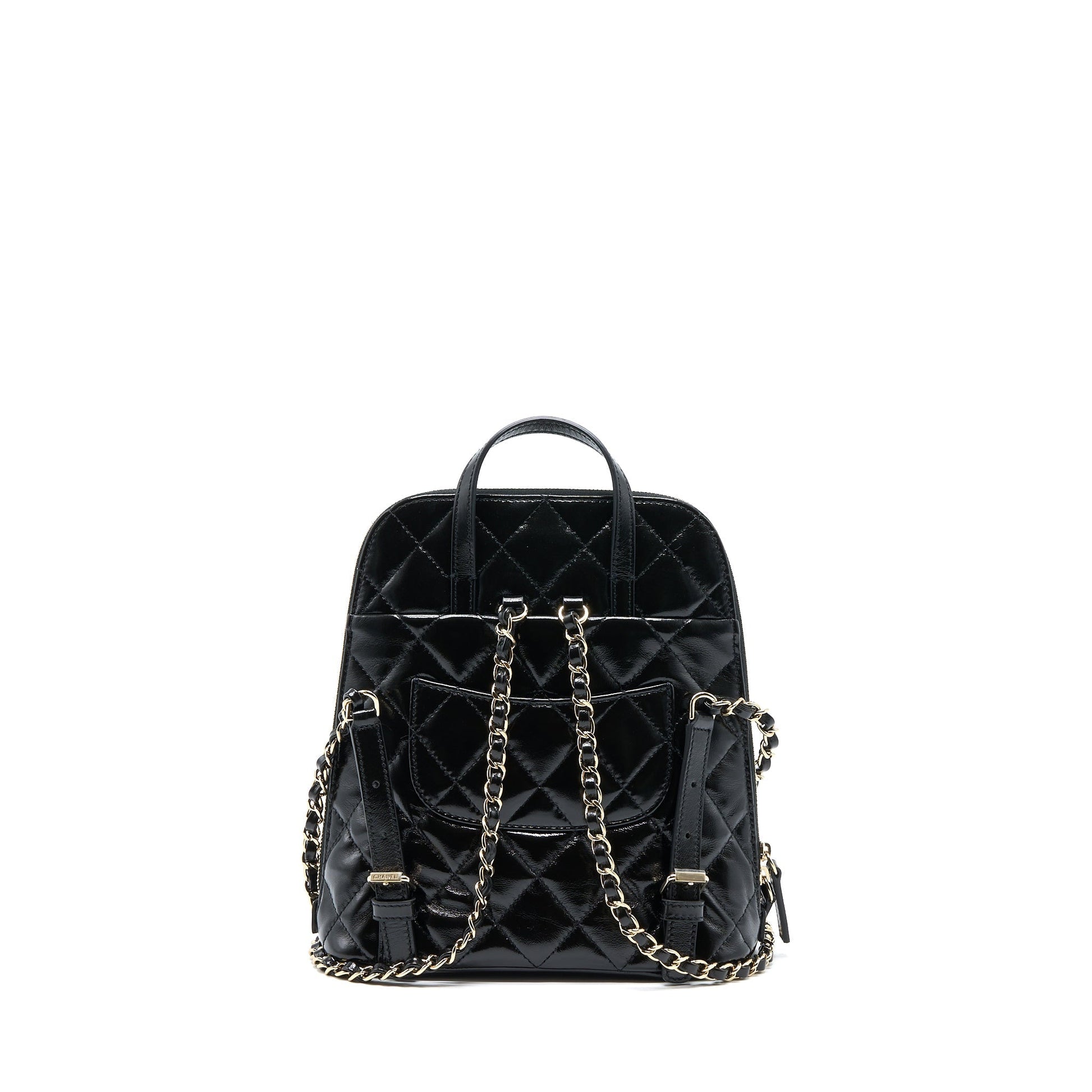 Chanel 22A Backpack Patent LGHW Microchip Black