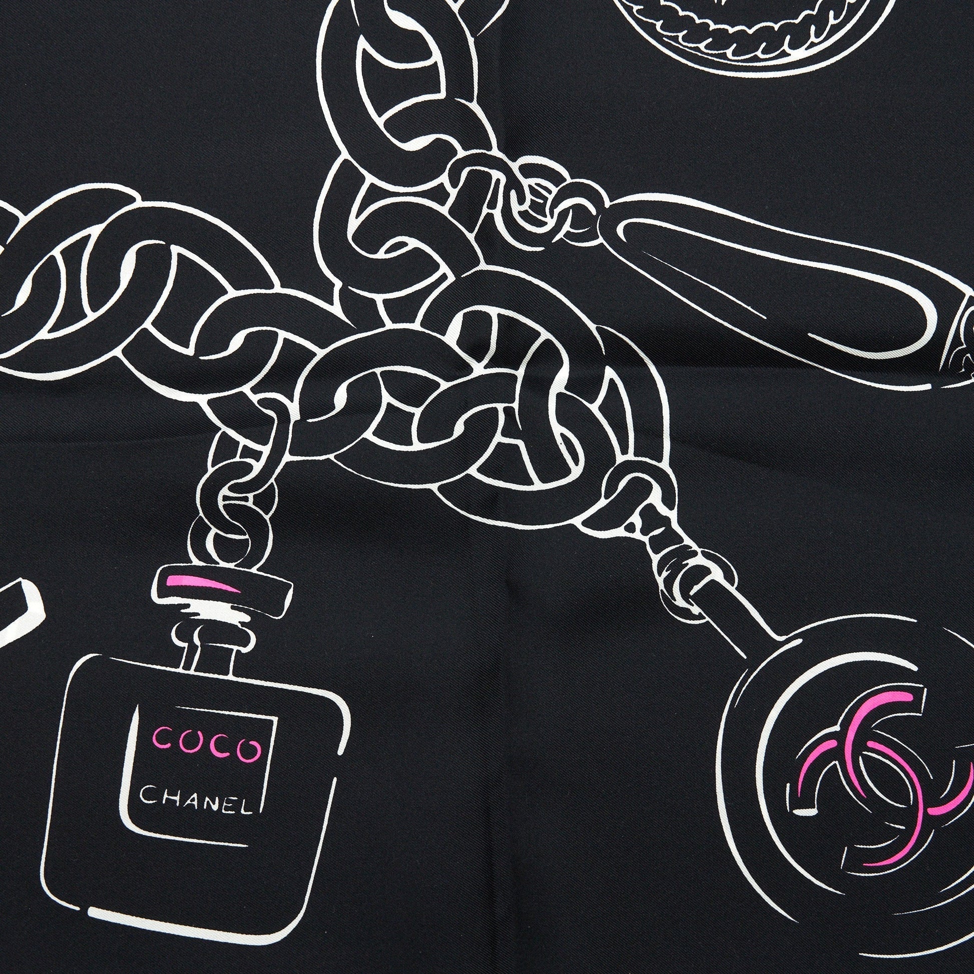 Chanel Silk Square Scarf 90cm Black