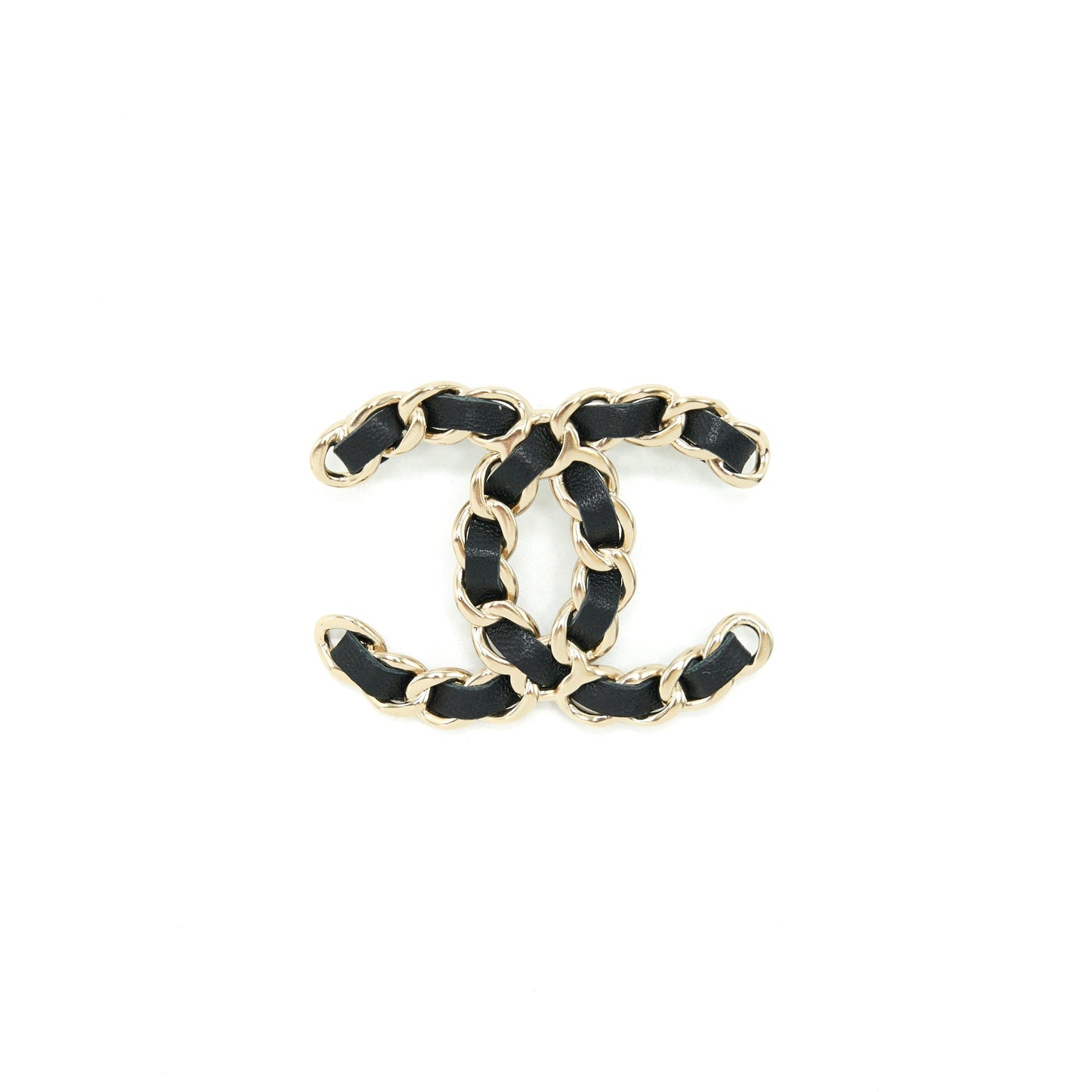 Chanel CC Logo Brooch LGHW Black Leather Handbag
