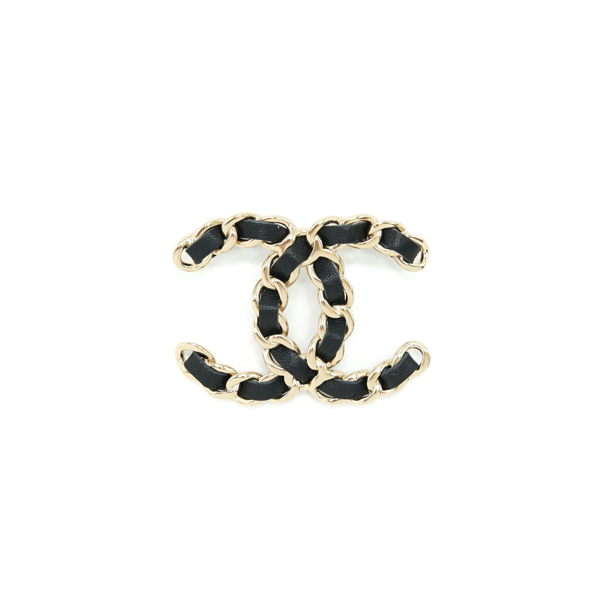 Chanel CC Logo Brooch LGHW Black Leather Handbag