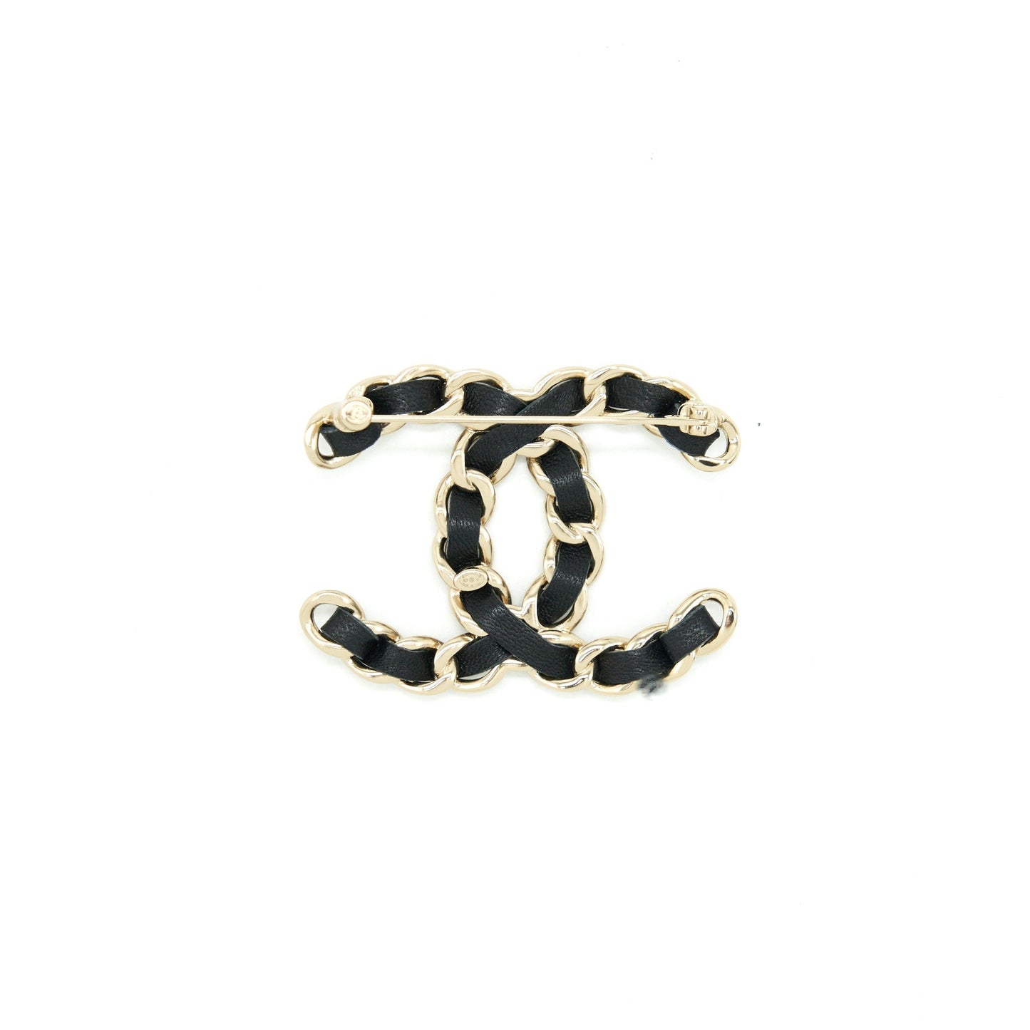 Chanel CC Logo Brooch LGHW Black Leather Handbag Lghw 1