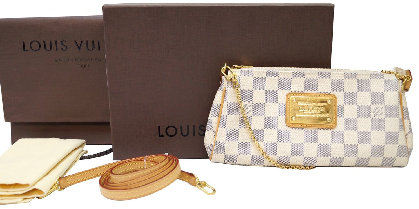 Louis Damier Azur Eva Clutch Crossbody Bag