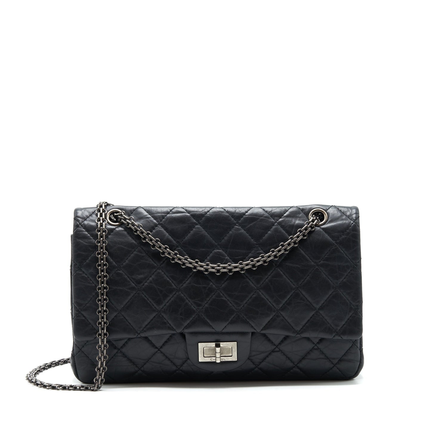 Chanel 2.55 227 reissue Calfskin Ruthenium Hardware Black Handbag