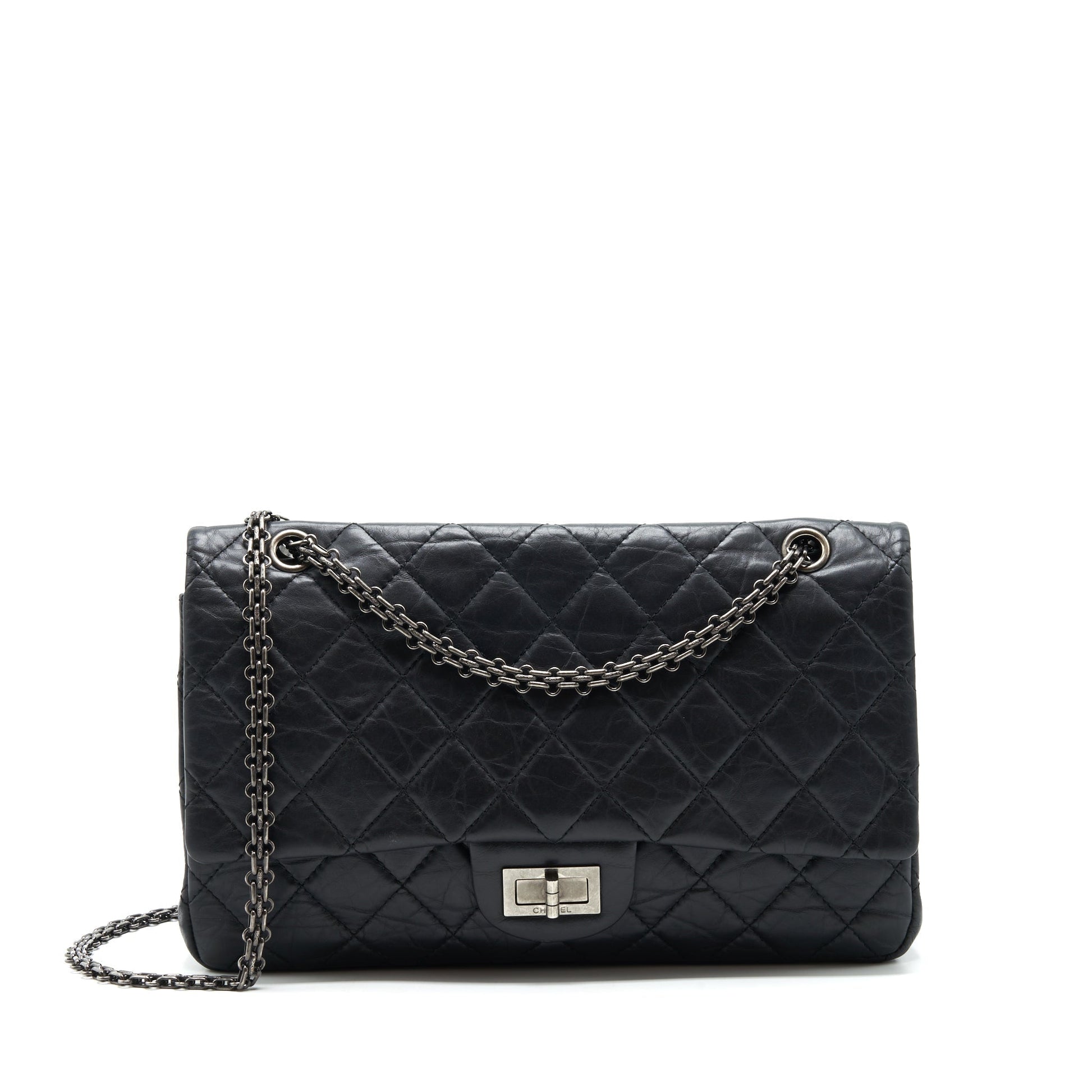 Chanel 2.55 227 reissue Calfskin Ruthenium Hardware Black Handbag
