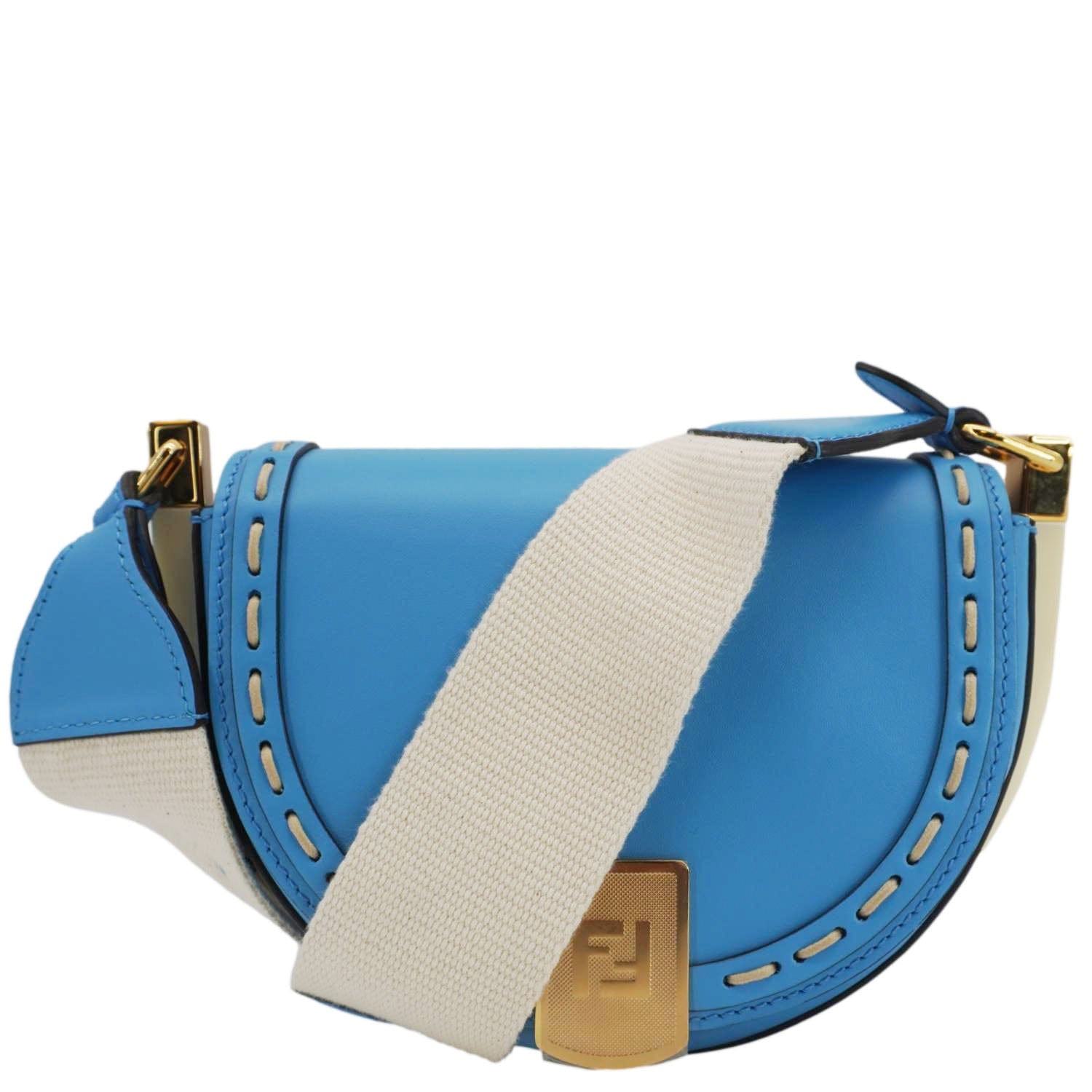 Fendi Crossbody Bag Moonlight Crossbody Saddle Bag Leather Blue