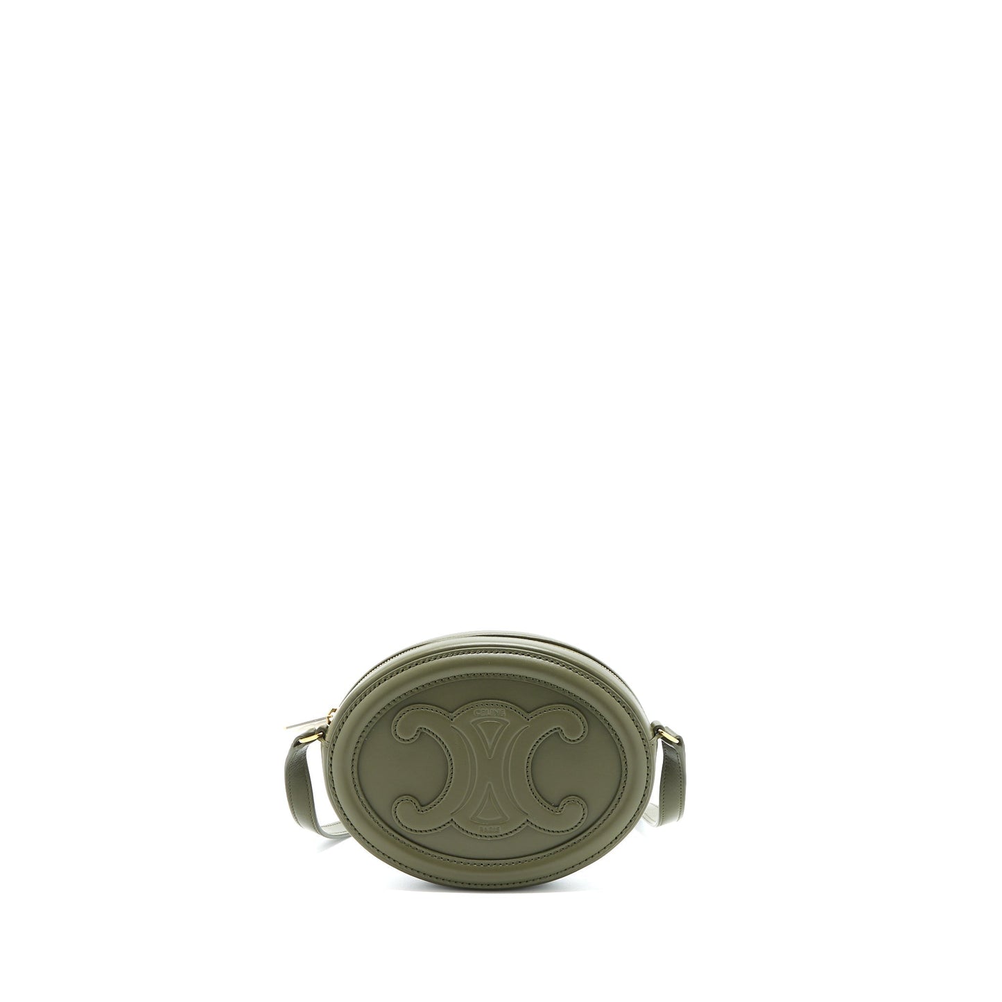 Celine Crossbody Oval Purse Calfskin Olive Handbag Green Crossbody Bag