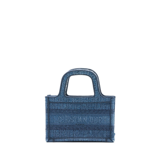 Dior Book Tote Oblique Handbag Denim Blue Tote Bag