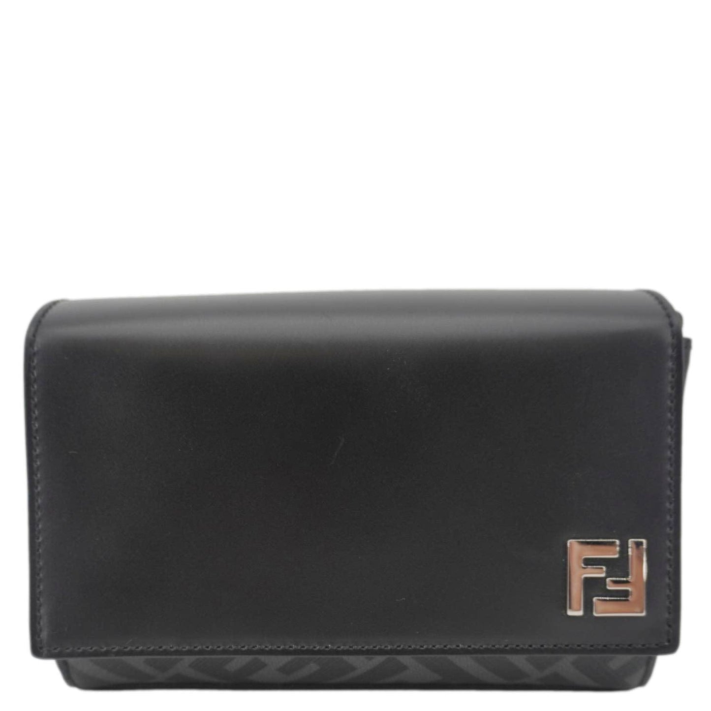 Fendi Ff Squared Compact Ff Shoulder Bag Canvas Black