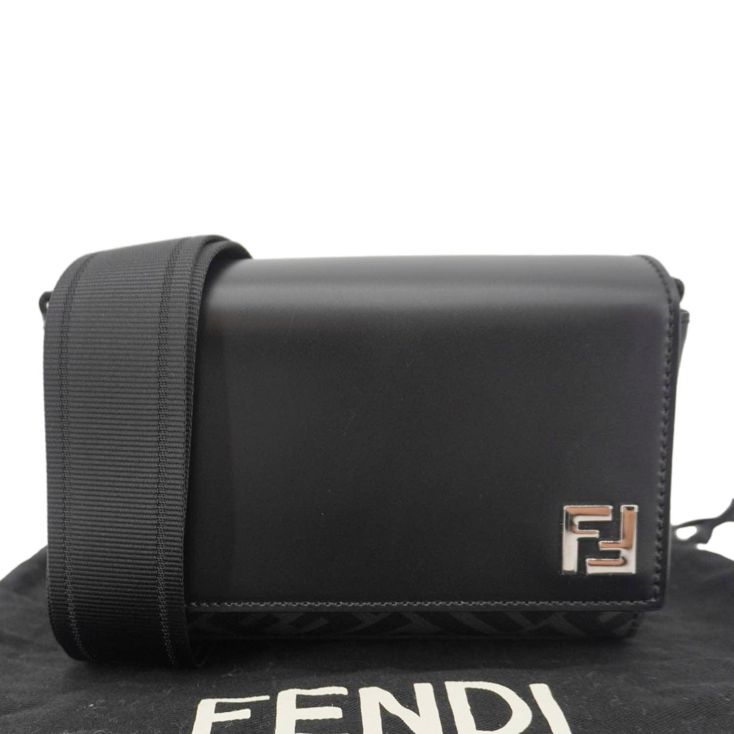 Fendi Ff Squared Compact Ff Shoulder Bag Canvas Black