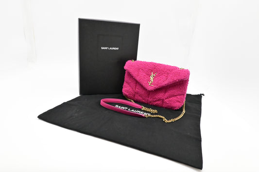 YSL Saint Laurent Loulou In Tweed Travel Bag Pink Mini