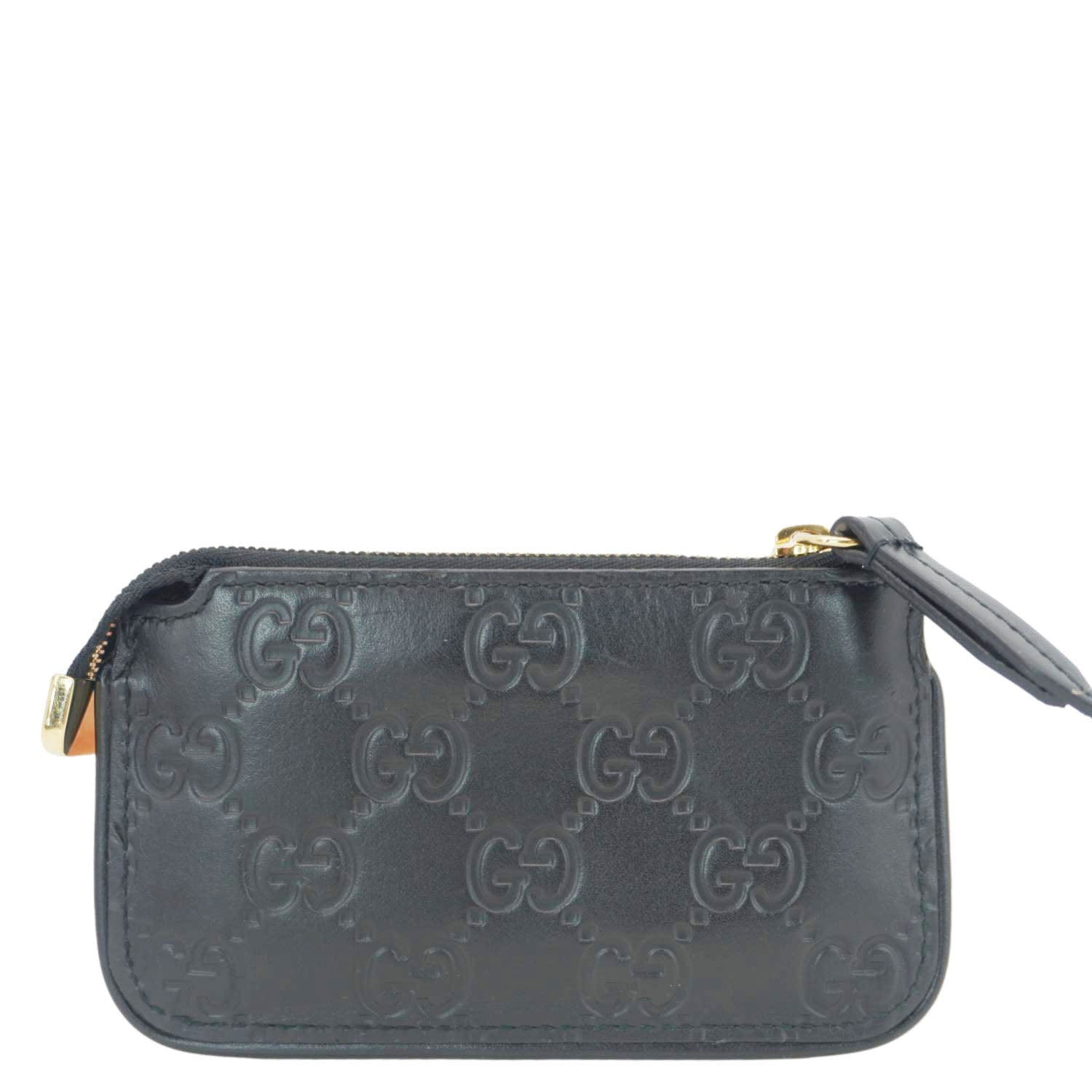 Gucci Clip Key Case Handbag Leather Black Travel Bag