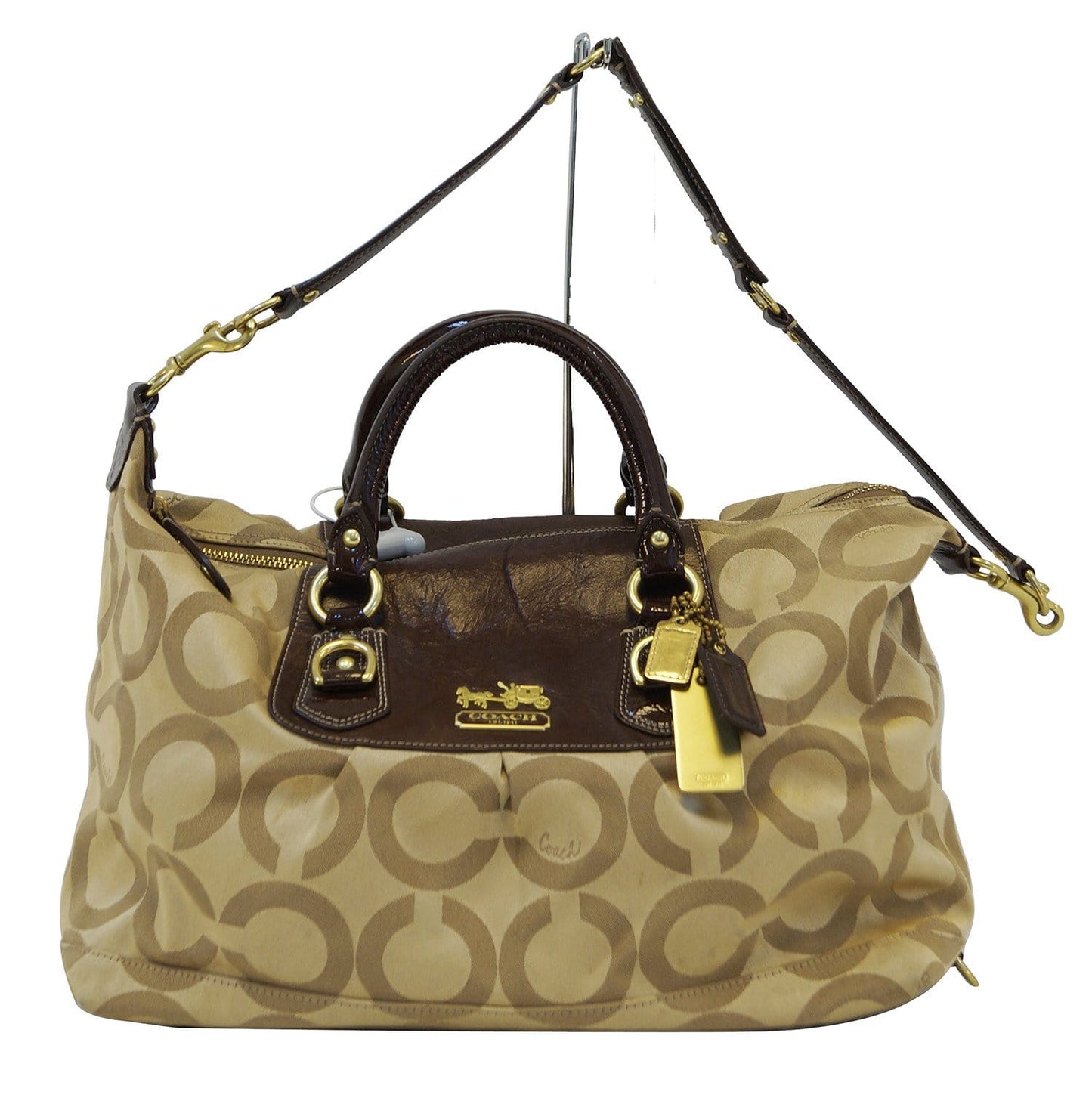 Coach Madison Sabrina Signature Satchel Handbag Final Call Gold Logo Shoulder Bag