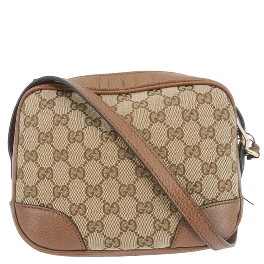 Gucci Bree Crossbody Bag Leather Canvas Gg 449413