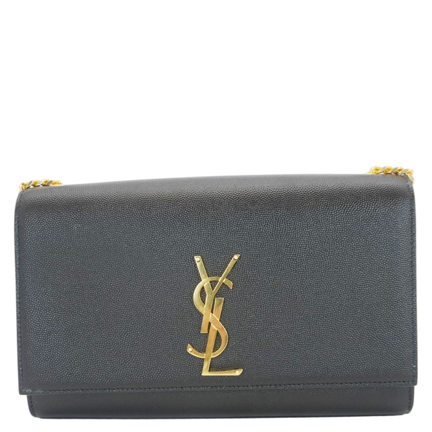 YSL Saint Laurent Yves Kate Grain De Poudre Crossbody Bag Leather Black Medium