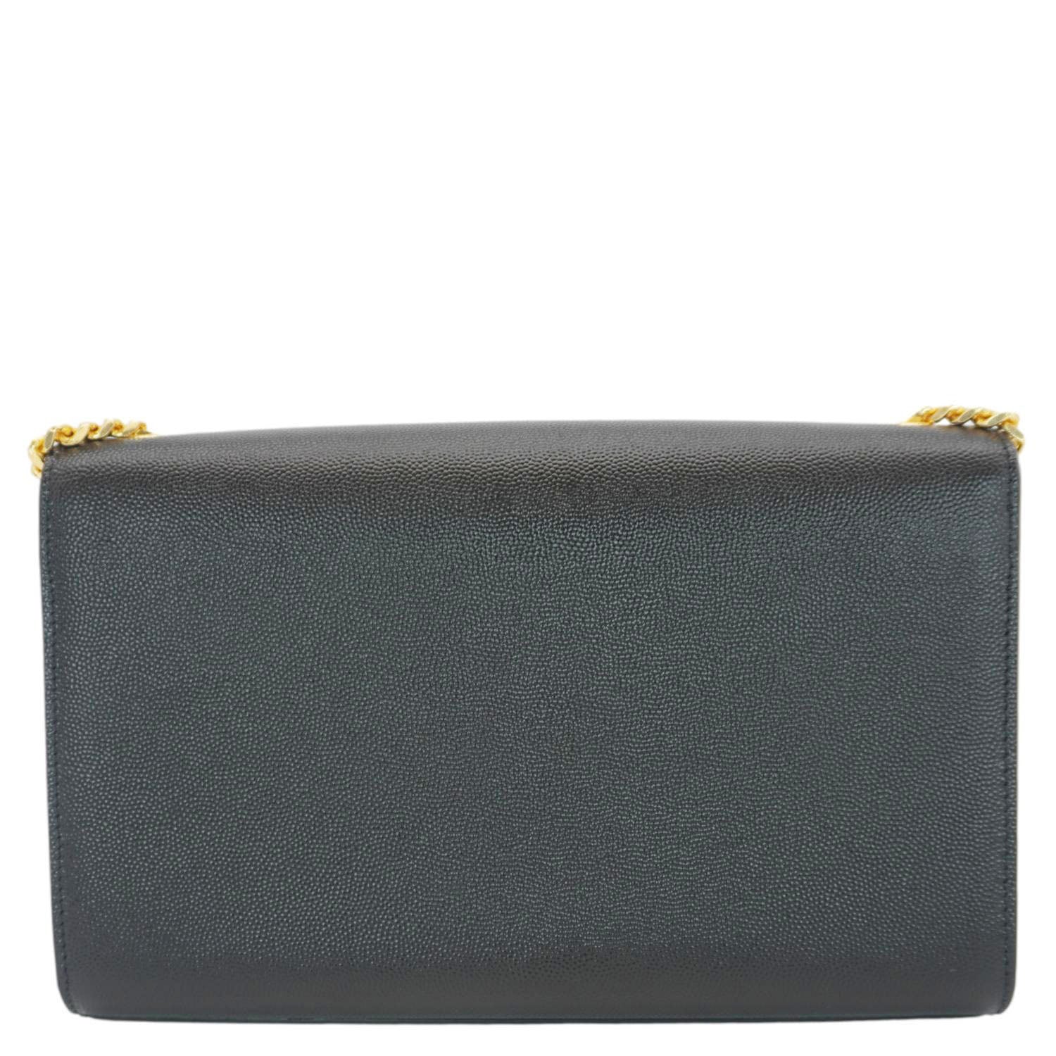 YSL Saint Laurent Yves Kate Grain De Poudre Crossbody Bag Leather Black Medium