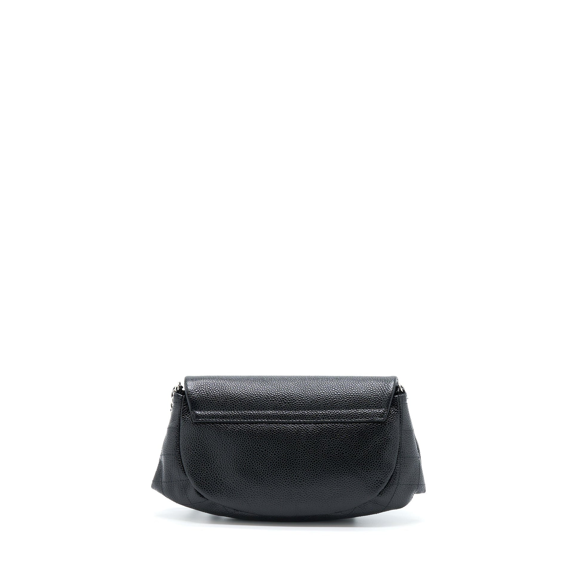 Chanel Half Moon On Caviar SHW Black Wallet Case