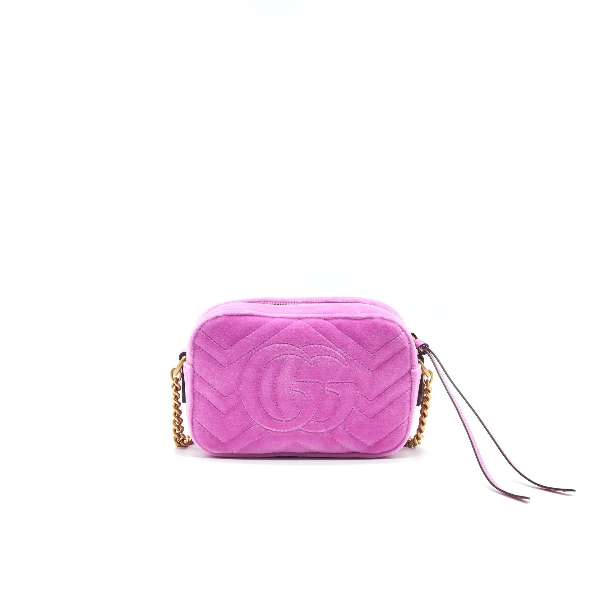 Gucci Velvet Marmont Camera Bag Pink Mini Travel Bag