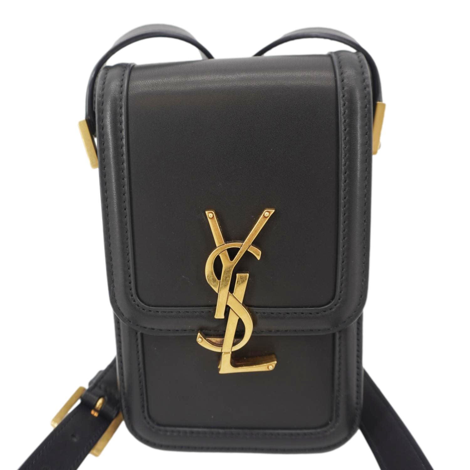 YSL Saint Laurent Yves Solferino Smooth Crossbody Bag Leather Black Mini