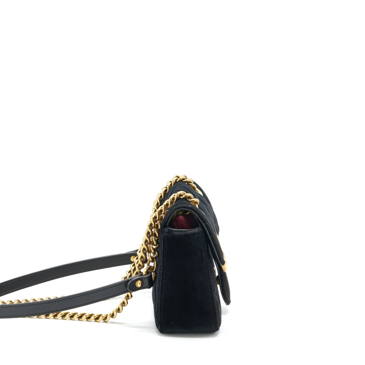 Gucci Marmont Velvet Handbag Black Mini Travel Bag