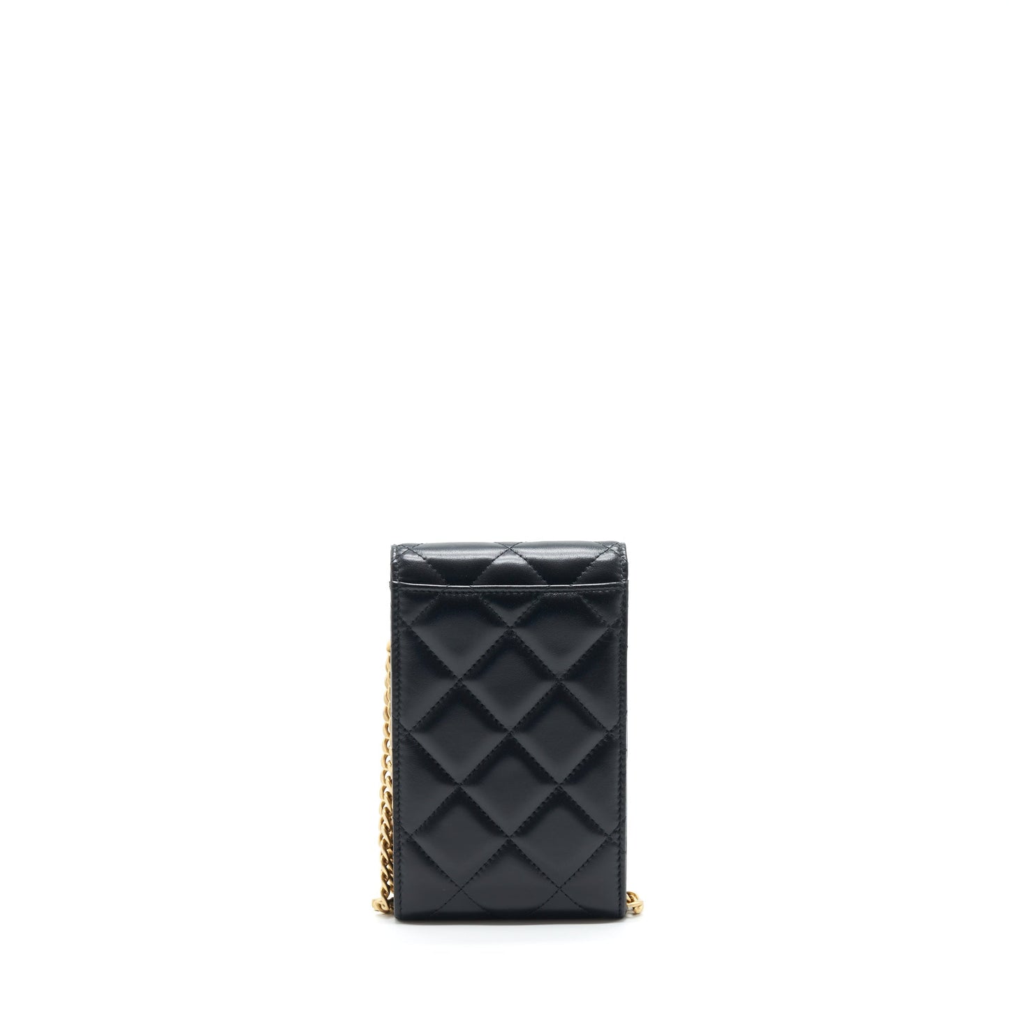 Chanel 22P Vertical Flap Lambskin Enamel Buckle Black Shoulder Bag