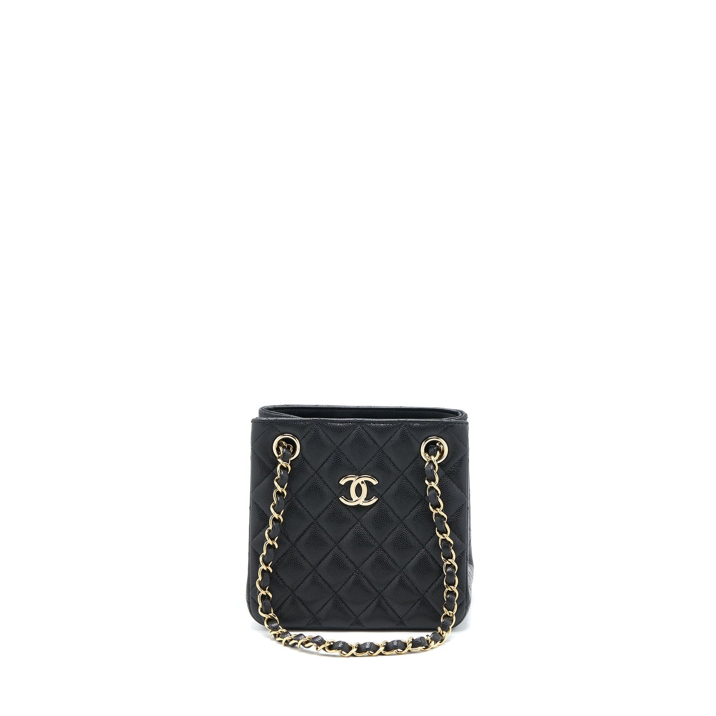 Chanel 23C Bucket Caviar LGHW Microchip Black Bucket Bag