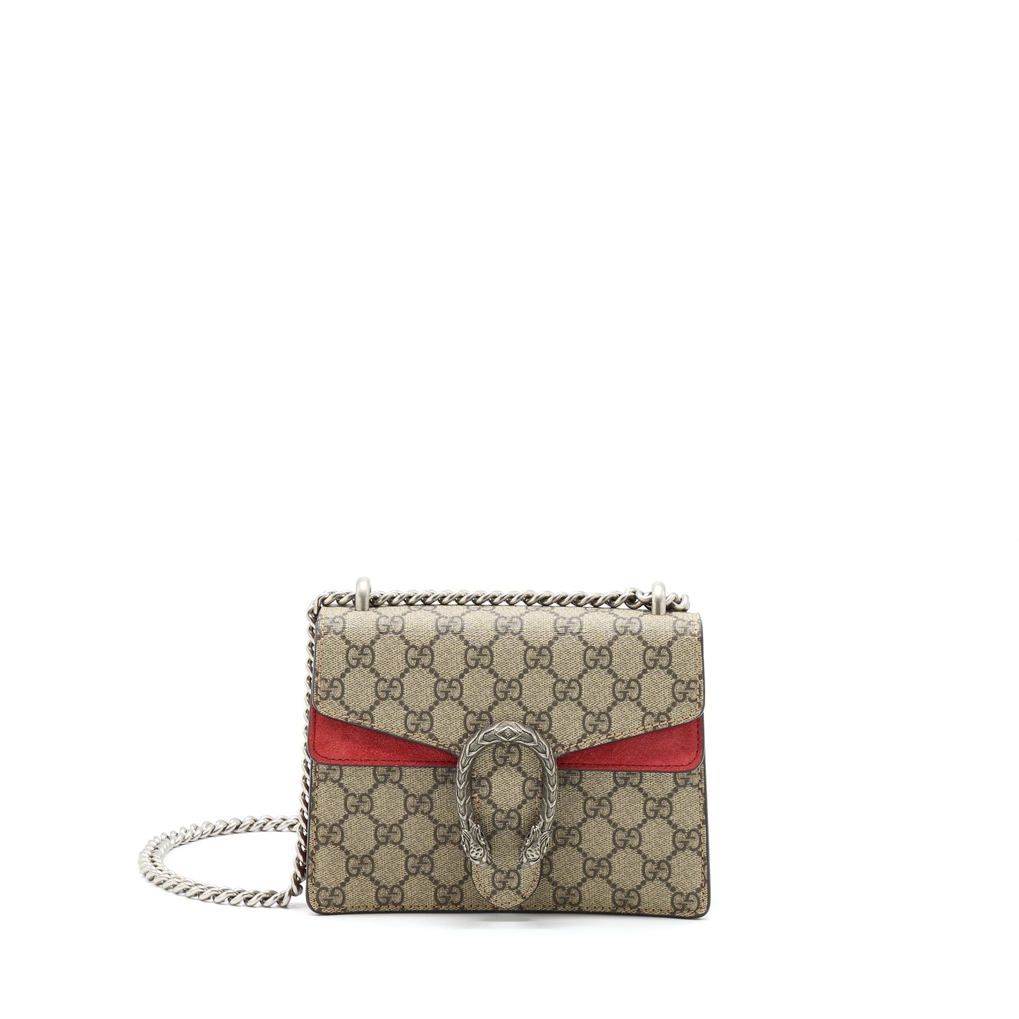 Gucci Dionysus Supreme Crossbody Bag Shw Suede Red