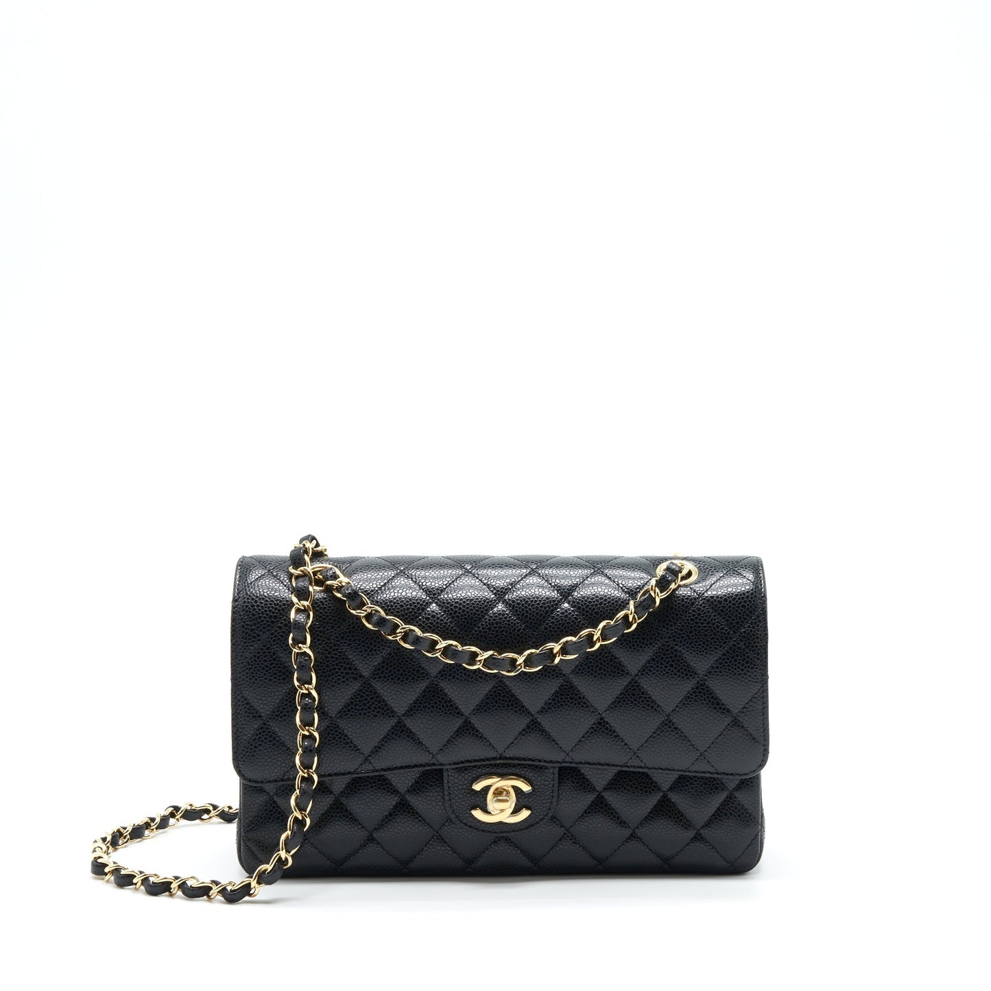 Chanel Classic Double Flap Caviar GHW Microchip Black Shoulder Bag