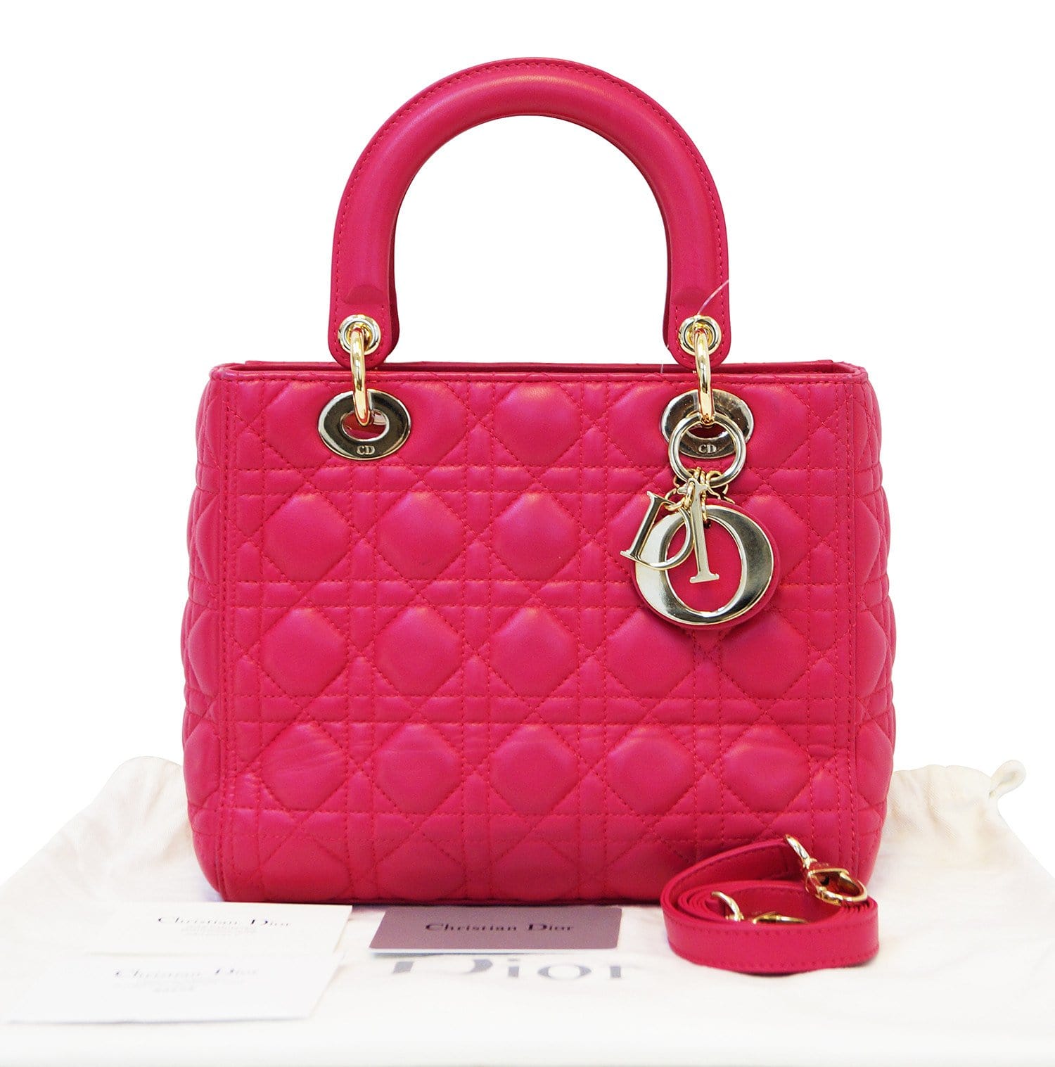 Dior Bag Cannage Lady Bag Lambskin Pink Satchel Bag