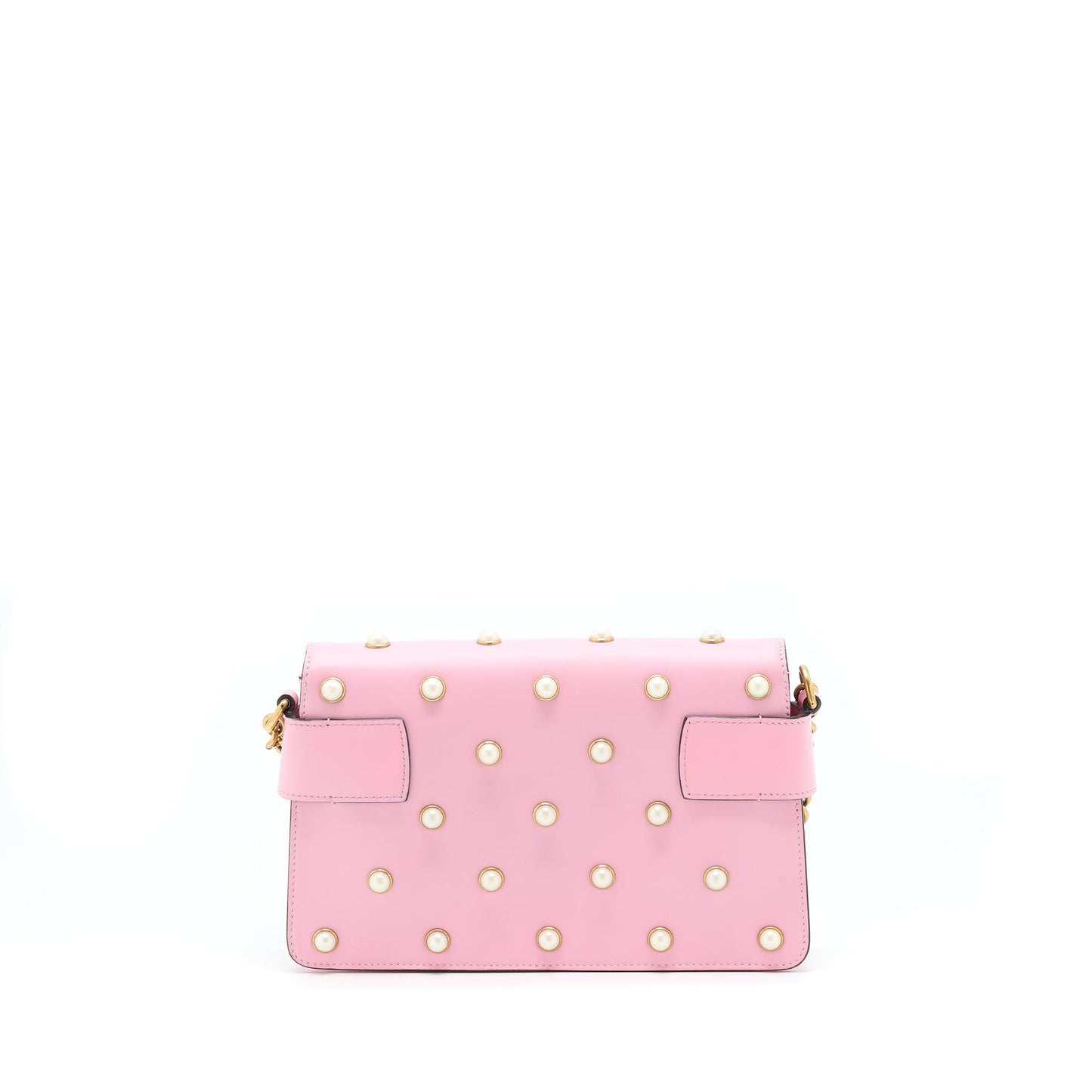 Gucci Pearl Studded Broadway Bee Shoulder Bag Pink Mini