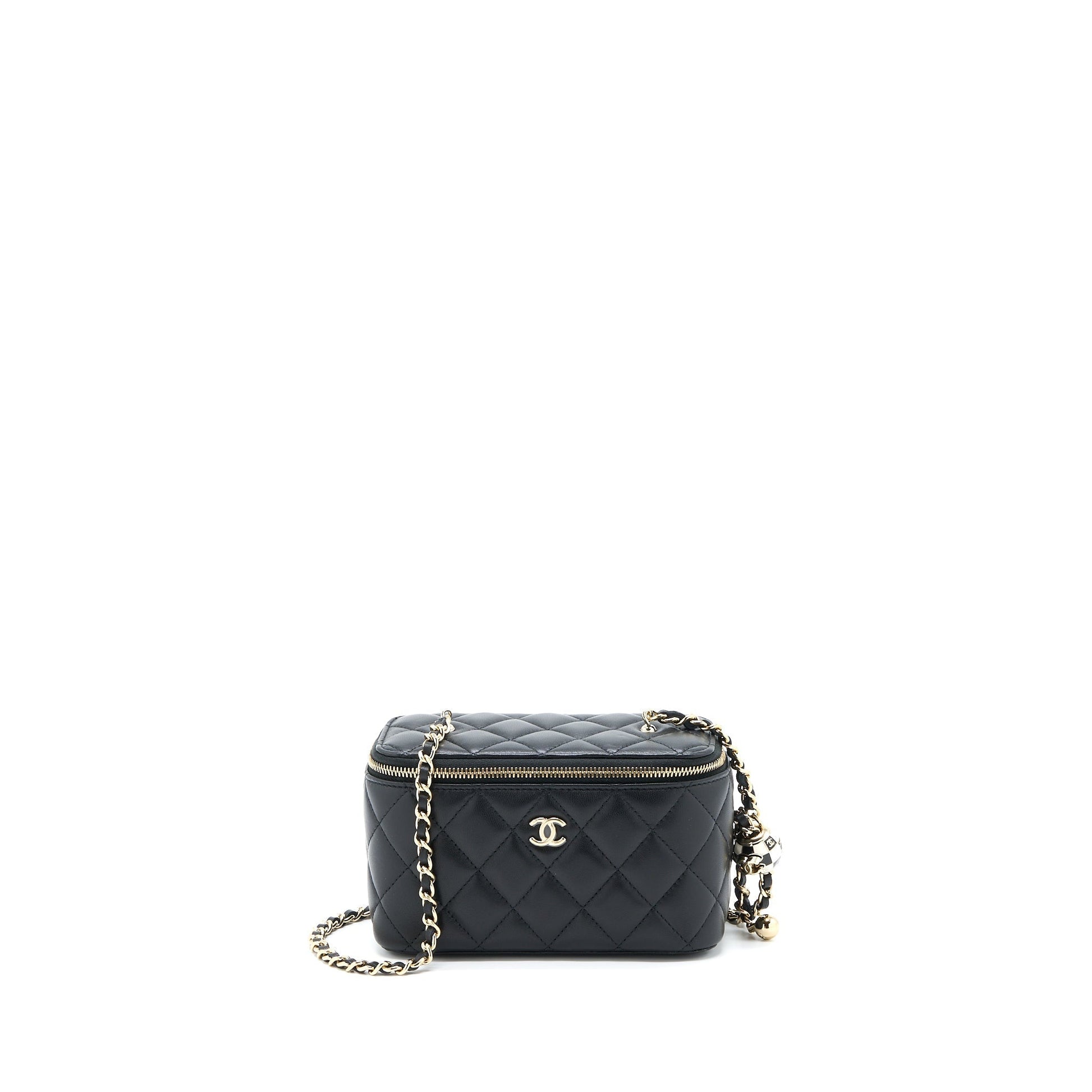 Chanel 23C Pearl Crush Long Vanity Lambskin Black Handbag