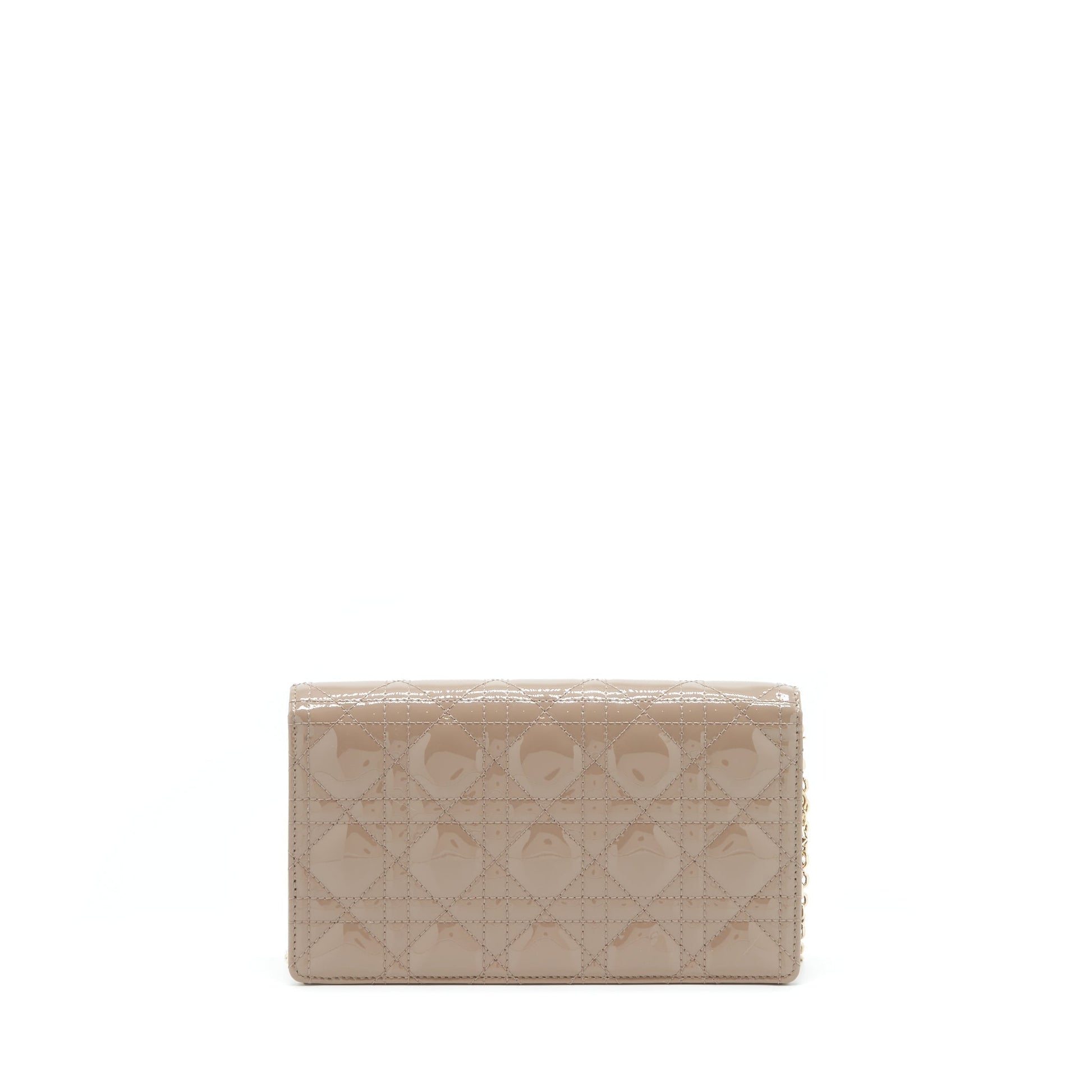 Dior Lady Pouch Patent Calfskin Warm Taupe Handbag Travel Bag