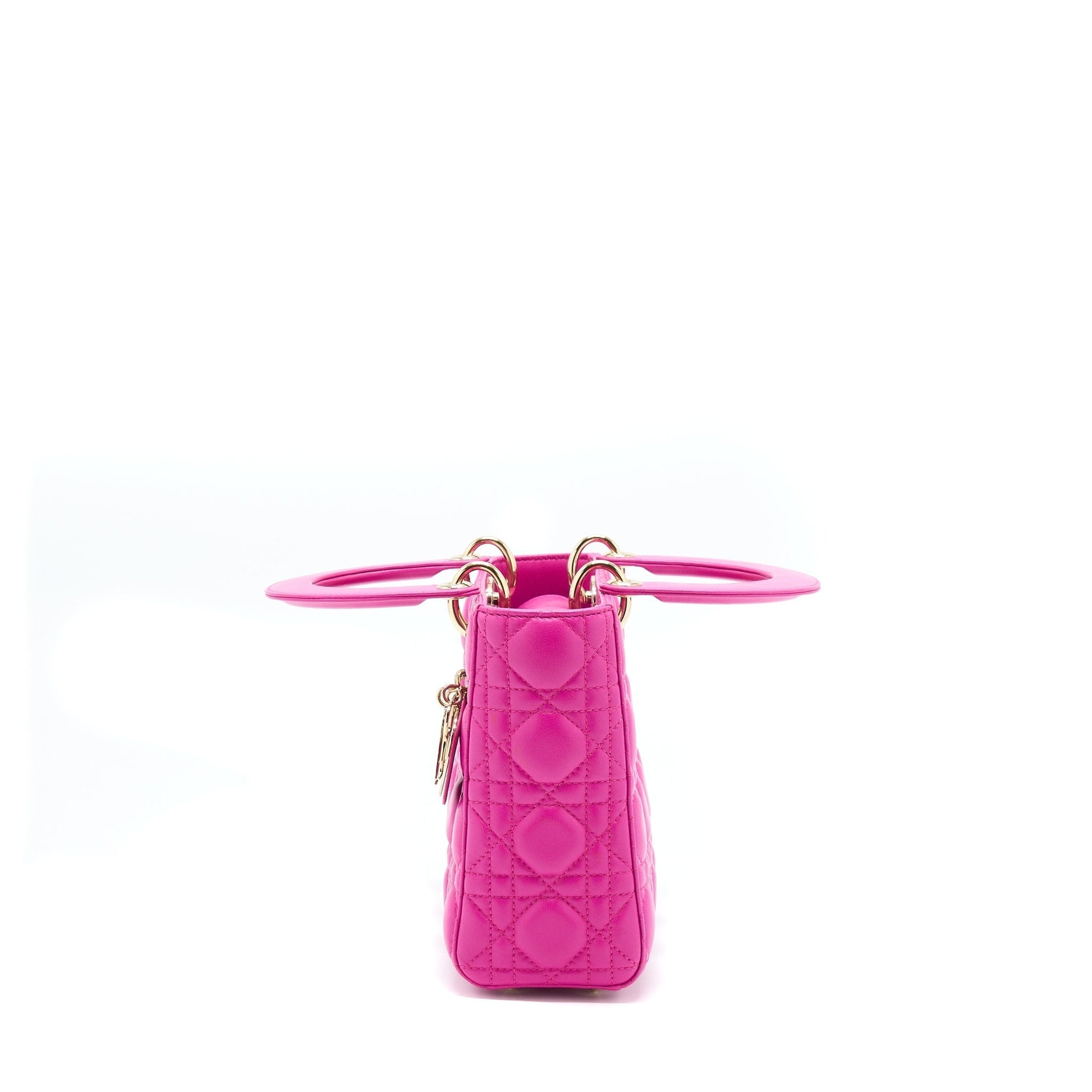 Dior Lady Lambskin Handbag Pink Small Travel Bag