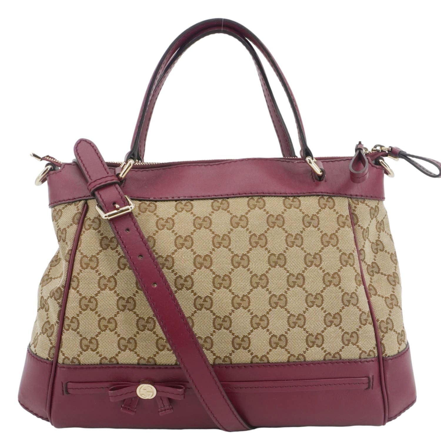 Gucci Mayfair Tote Crossbody Bag Maroon Canvas