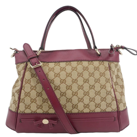 Gucci Mayfair Tote Crossbody Bag Maroon Canvas