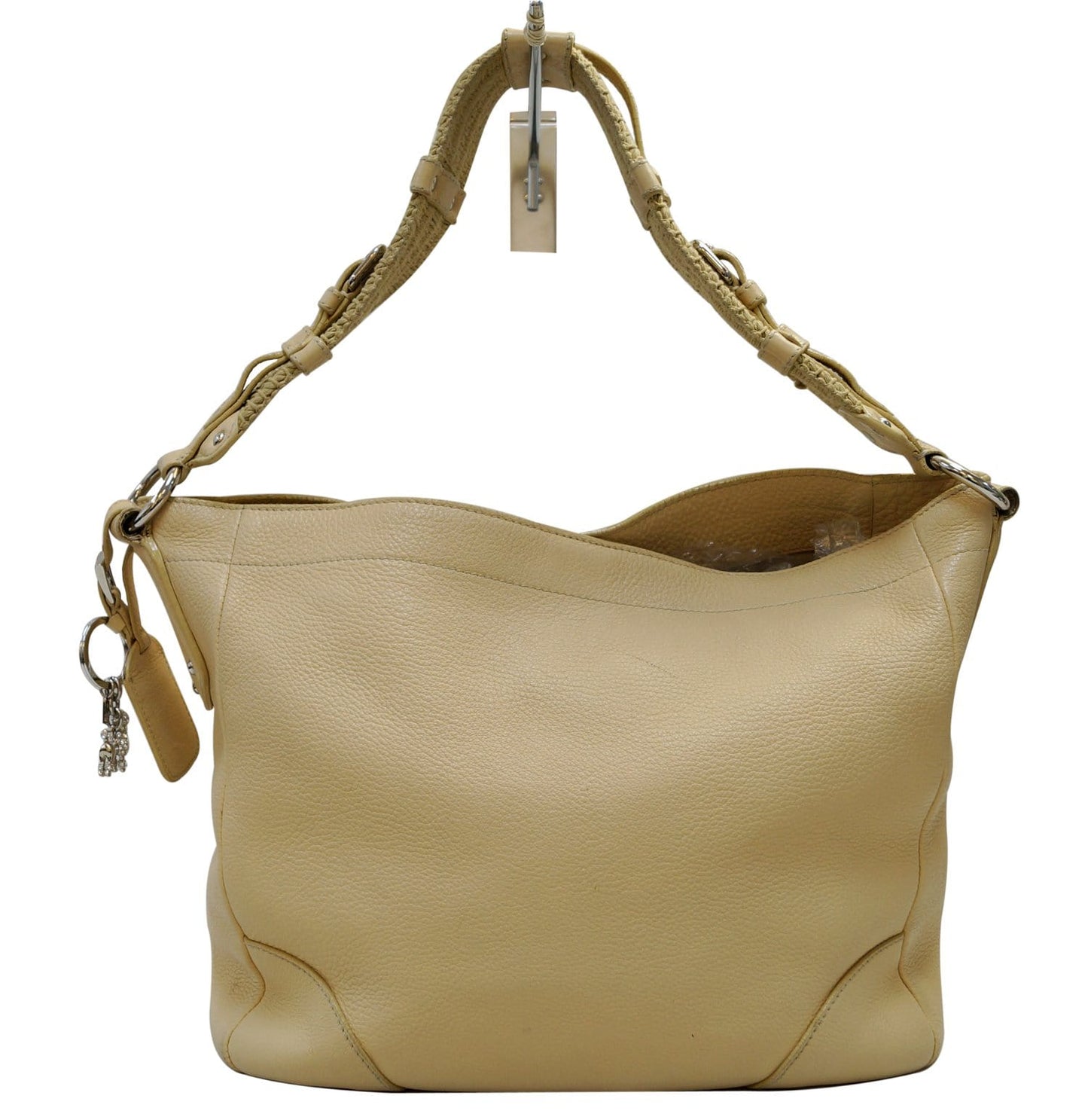 Prada Daino Hobo Shoulder Bag Leather Cream