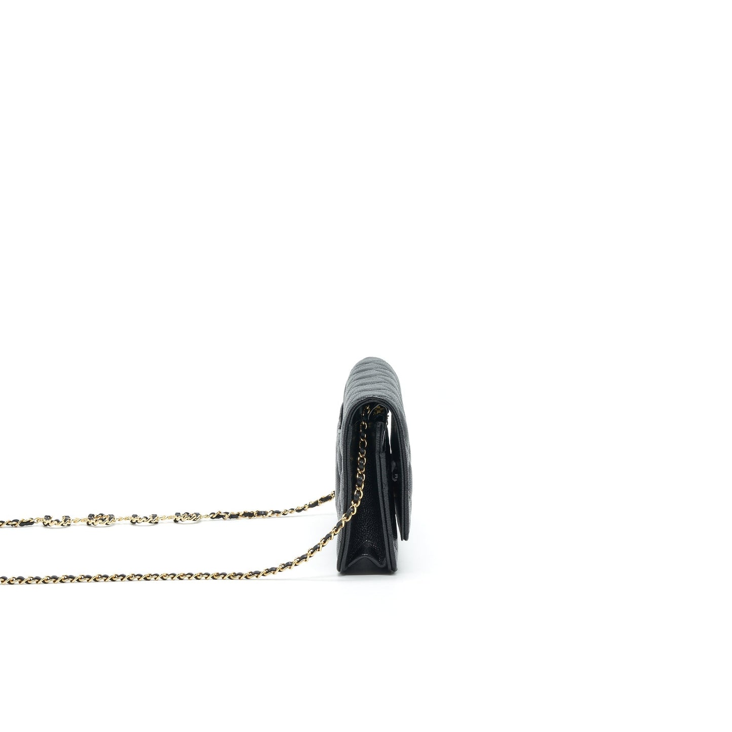 Chanel 21A Coco letter on Caviar GHW Black Wallet Case