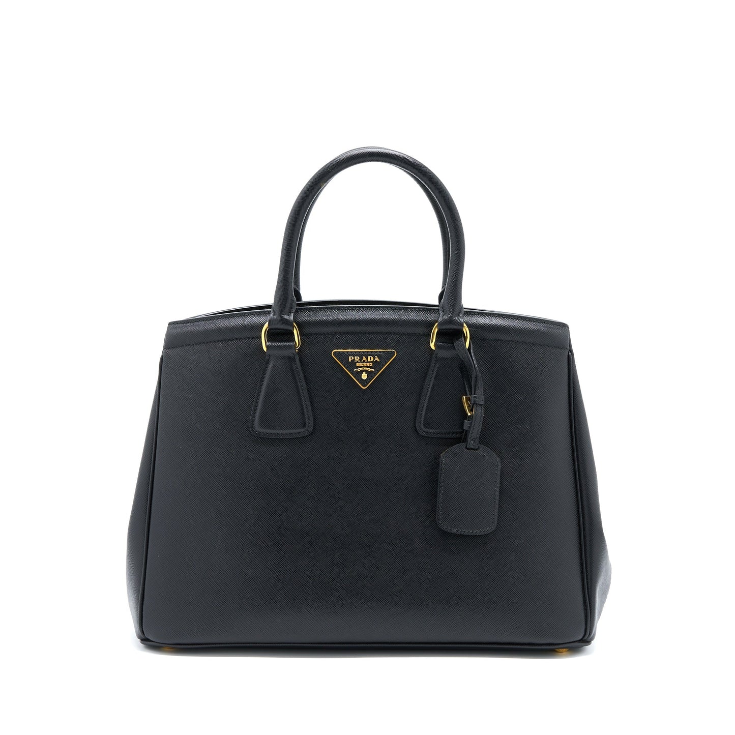 Prada Top Handle Tote Purse Calfskin Handbag Black Tote Bag