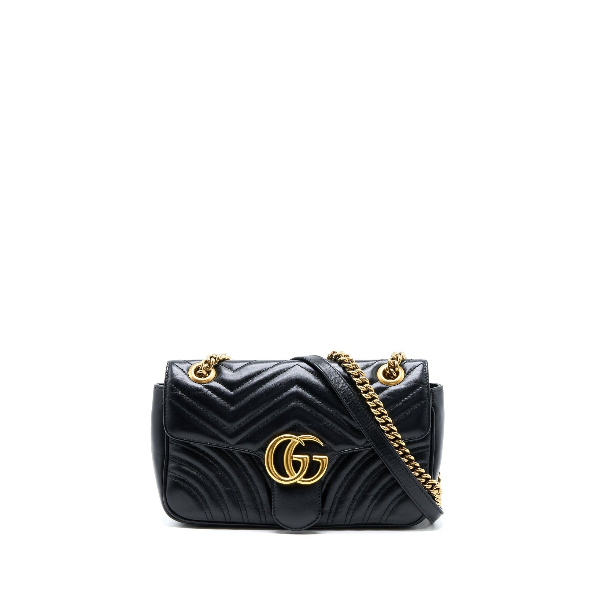 Gucci Marmont Calfskin Handbag Black Small Travel Bag