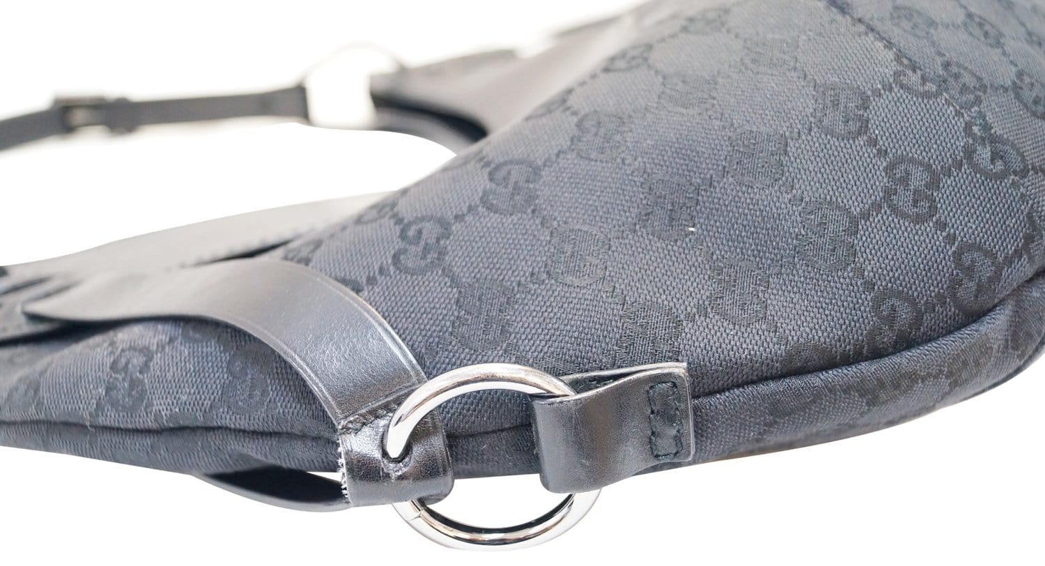 Gucci Half Moon Hobo Bag Canvas Black Travel Bag