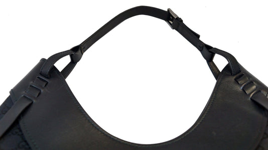 Gucci Half Moon Hobo Bag Canvas Black Travel Bag