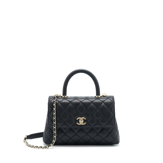Chanel Coco Handle Caviar LGHW Microchip Black Small Handbag Microchip 5