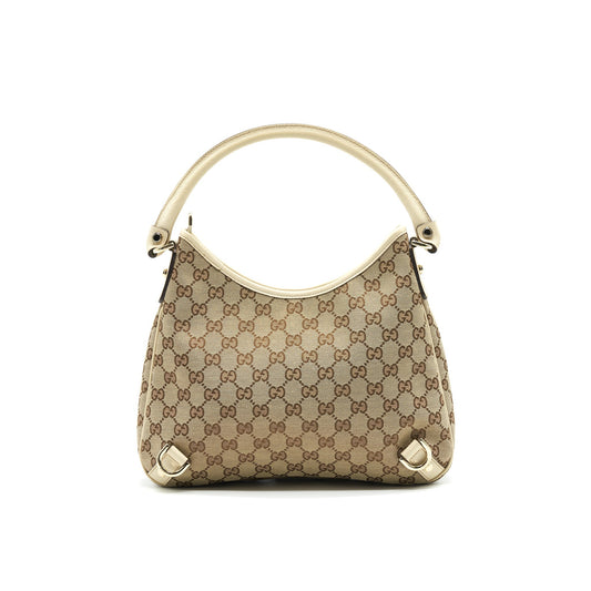 Gucci Abbey Shoulder Bag Leather Canvas