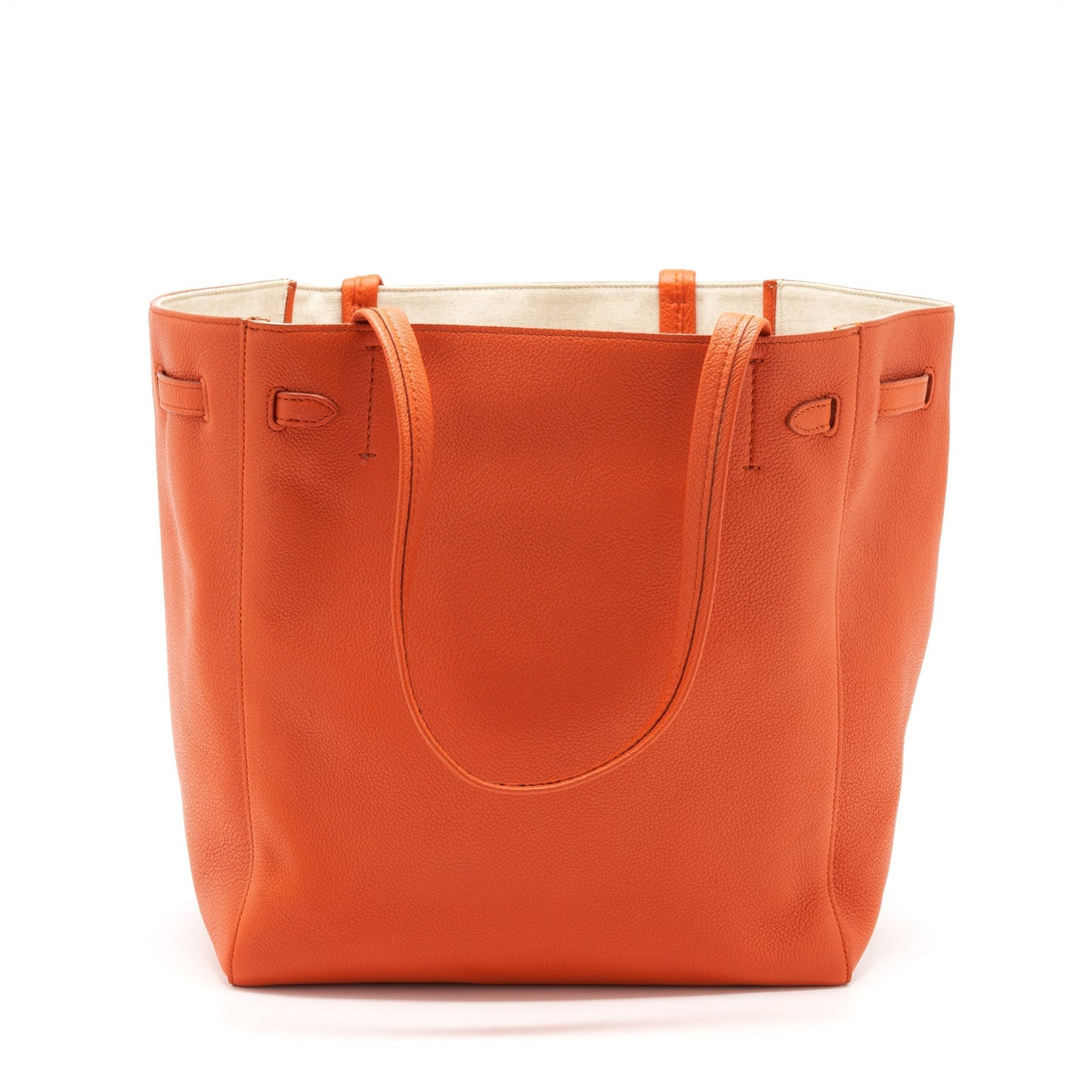 Celine Cabas Phantom In Soft Grained Calfskin Orange Travel Bag