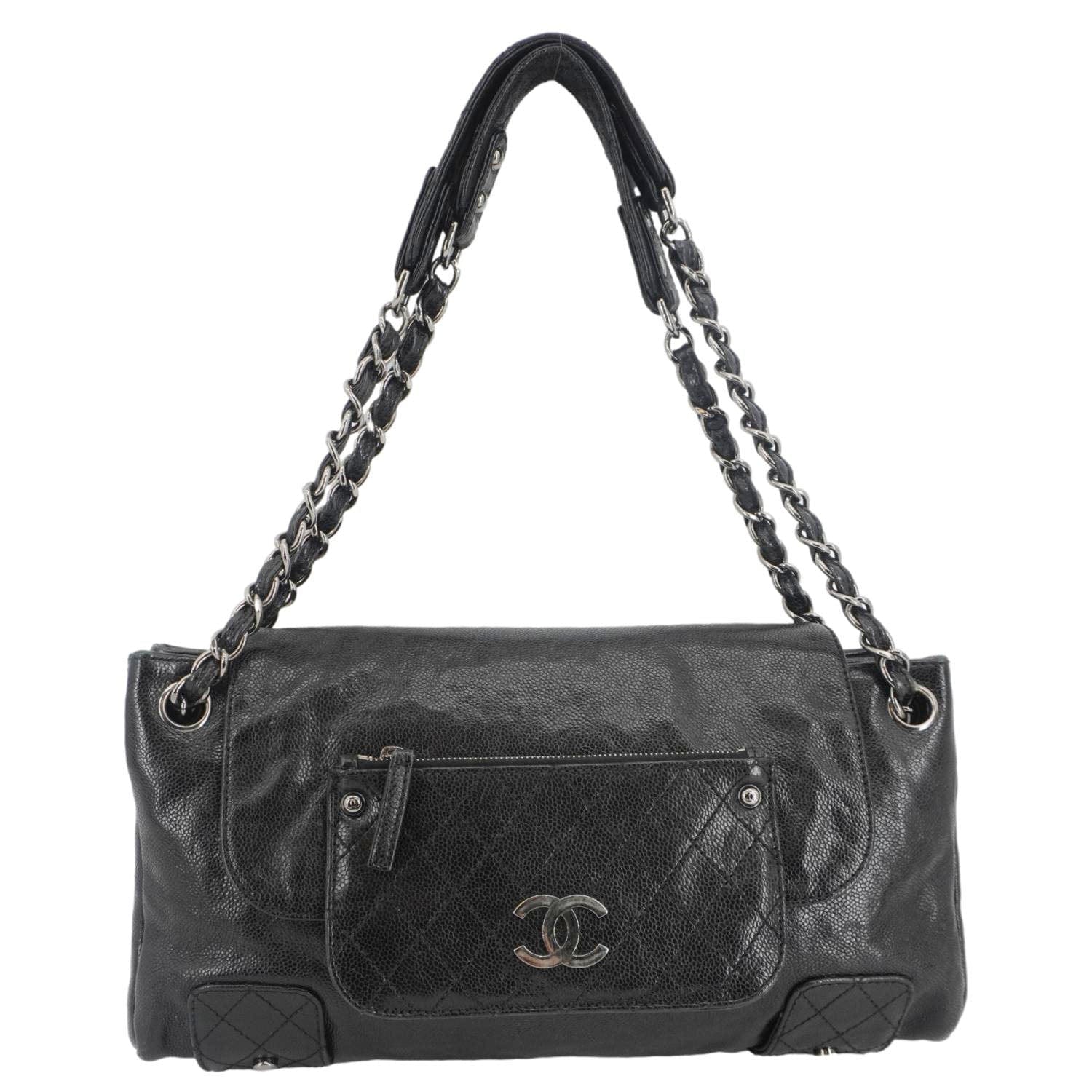 Chanel Pocket City Caviar Leather Black Travel Bag
