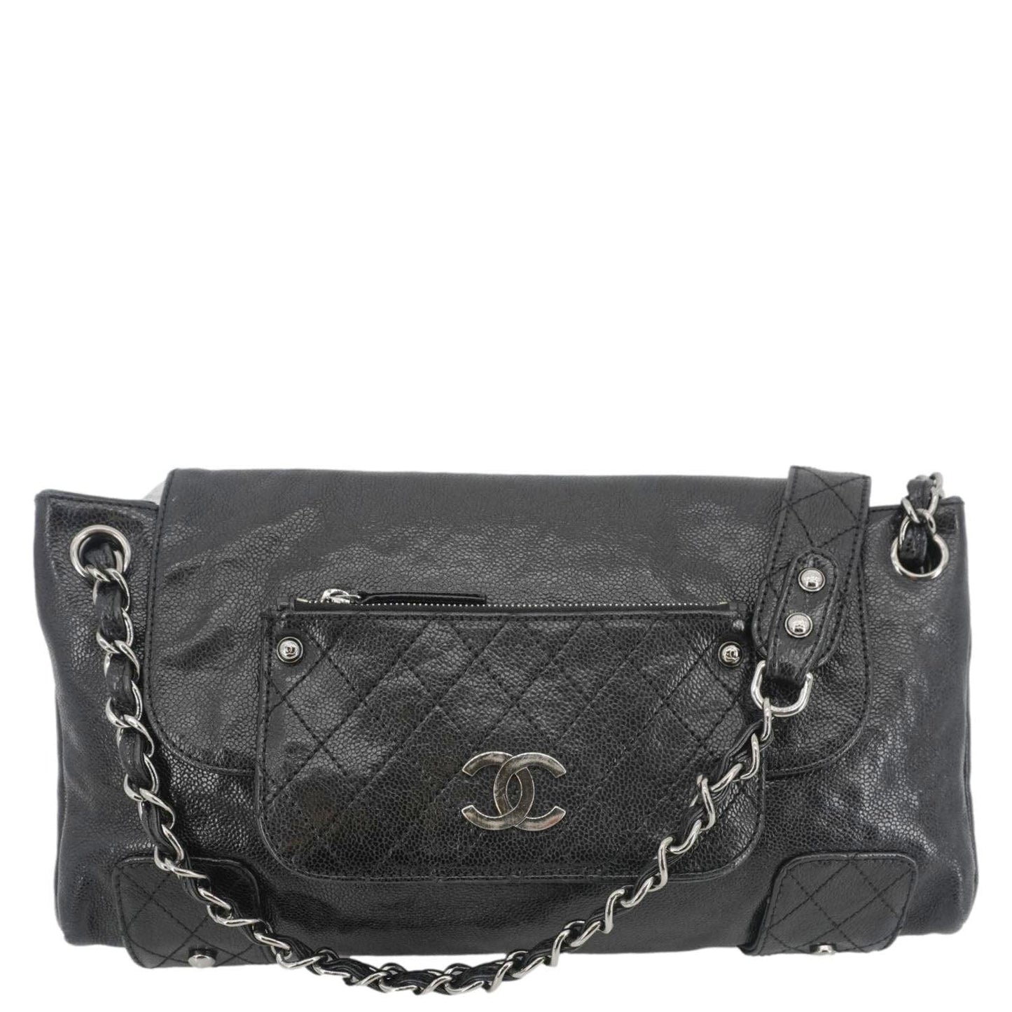 Chanel Pocket City Caviar Leather Black Travel Bag