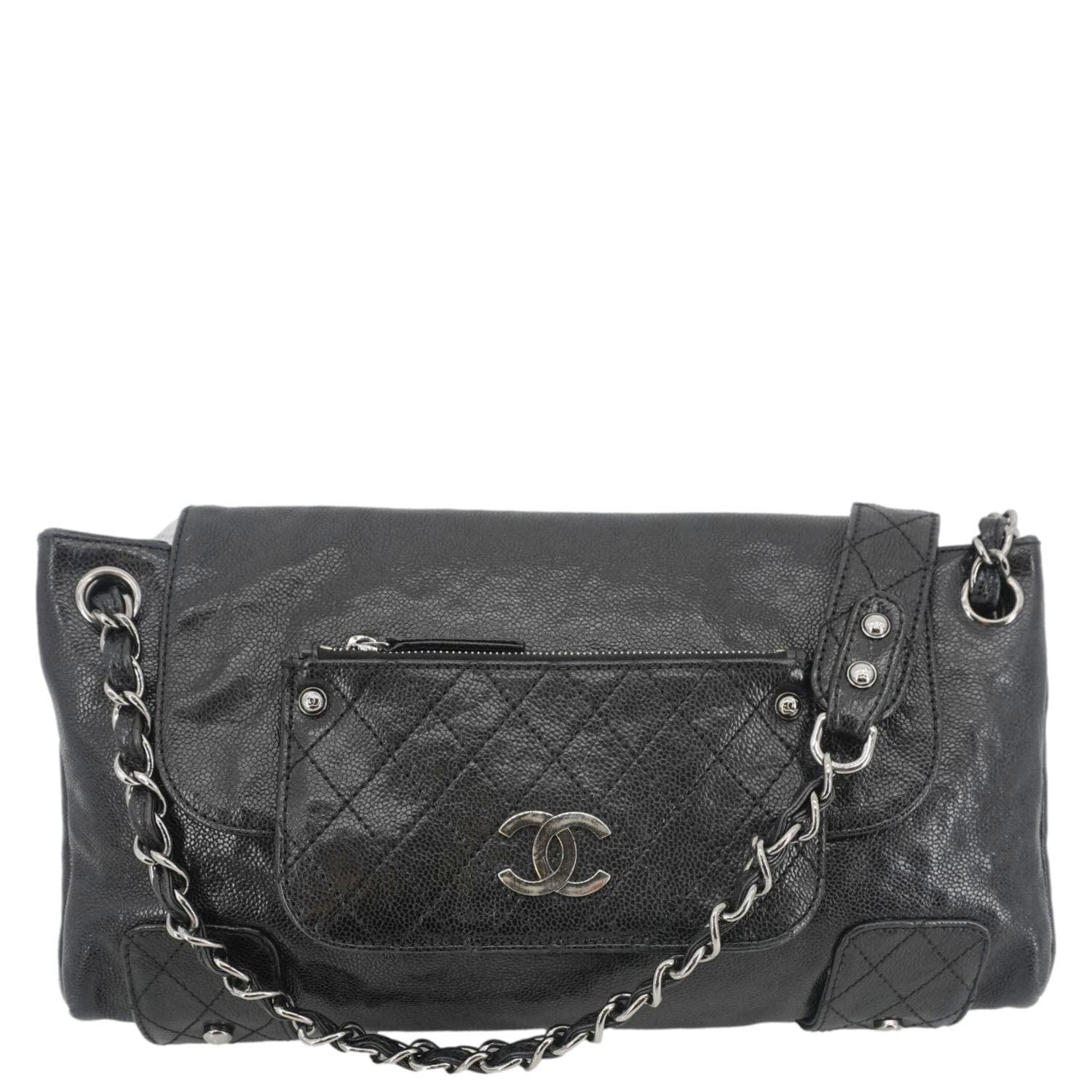 Chanel Pocket City Caviar Leather Black Travel Bag