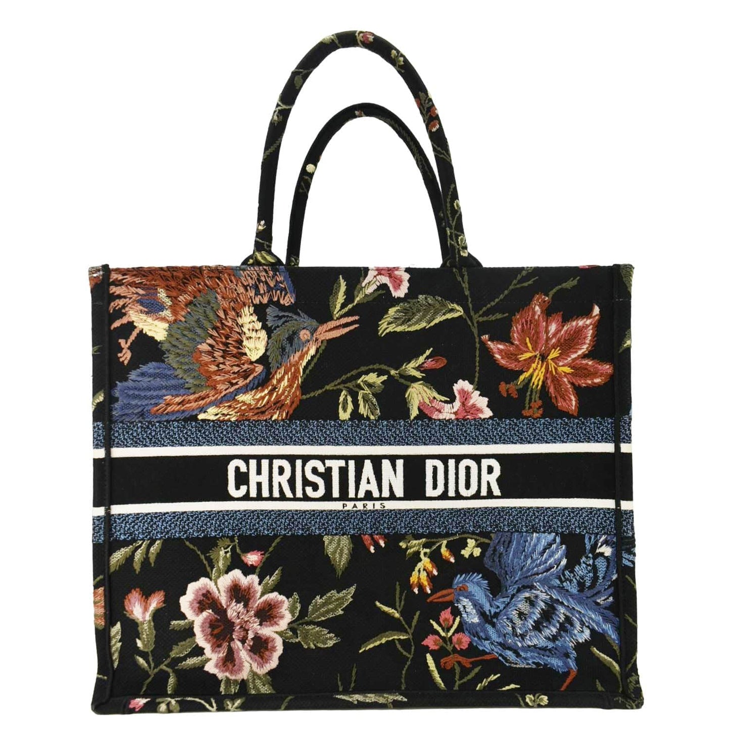 Dior Book Embroidery Tote Bag Canvas Multicolor