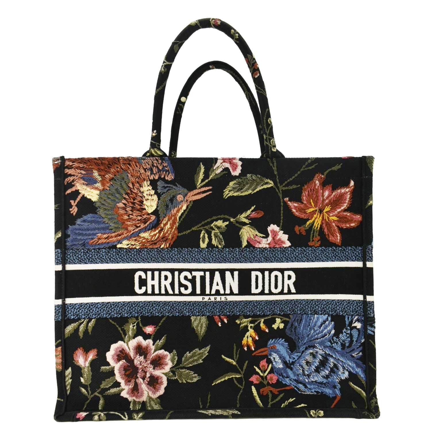 Dior Book Embroidery Tote Bag Canvas Multicolor